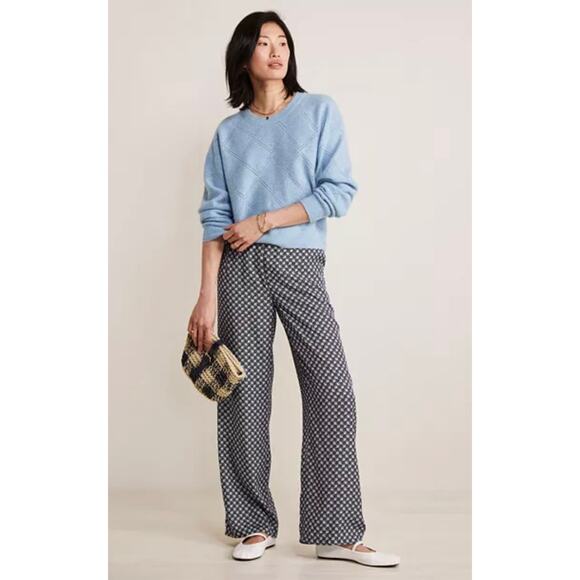 NWT! Vineyard Vines Seaspun Pointelle Jake Blue Cashmere Sweater M - Picture 5 of 8